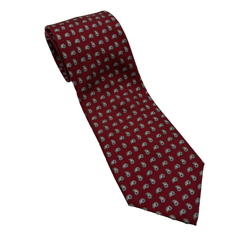 Ossomani Mens Silk Necktie‎ 64 X 3.75 Long Red Paisley Work Business Classy